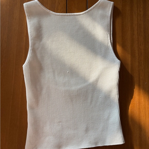 Aritzia Babaton White Ribbed Sculpt Knit Tank Top - Picture 3 of 5
